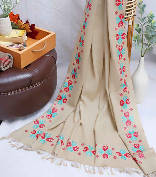 Jasmeen - Cross Stitch Embrioded Wool Shawl